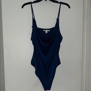 Navy Blue Draped Bodysuit